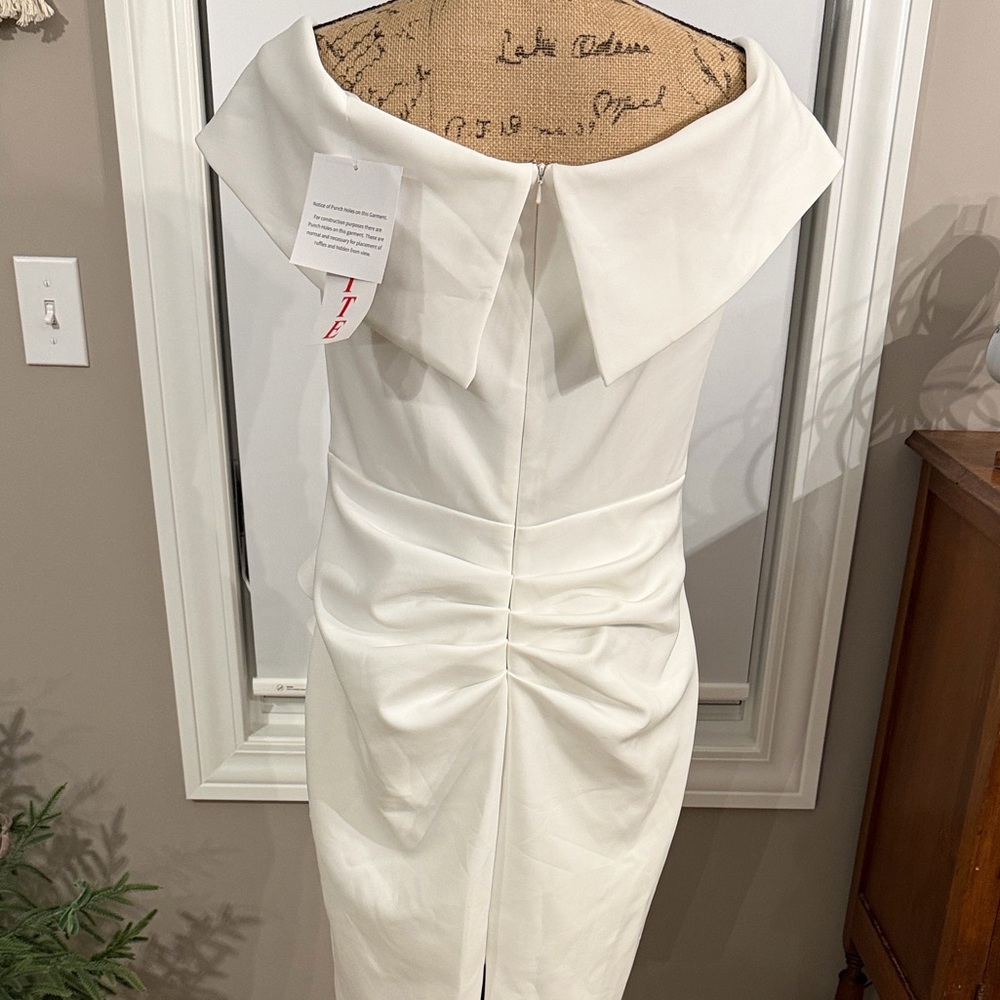 Xscape Asymmetrical White Dress - Picture 3 of 9